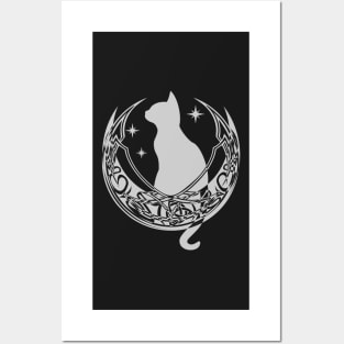 Celtic Moon Cat Stars Posters and Art